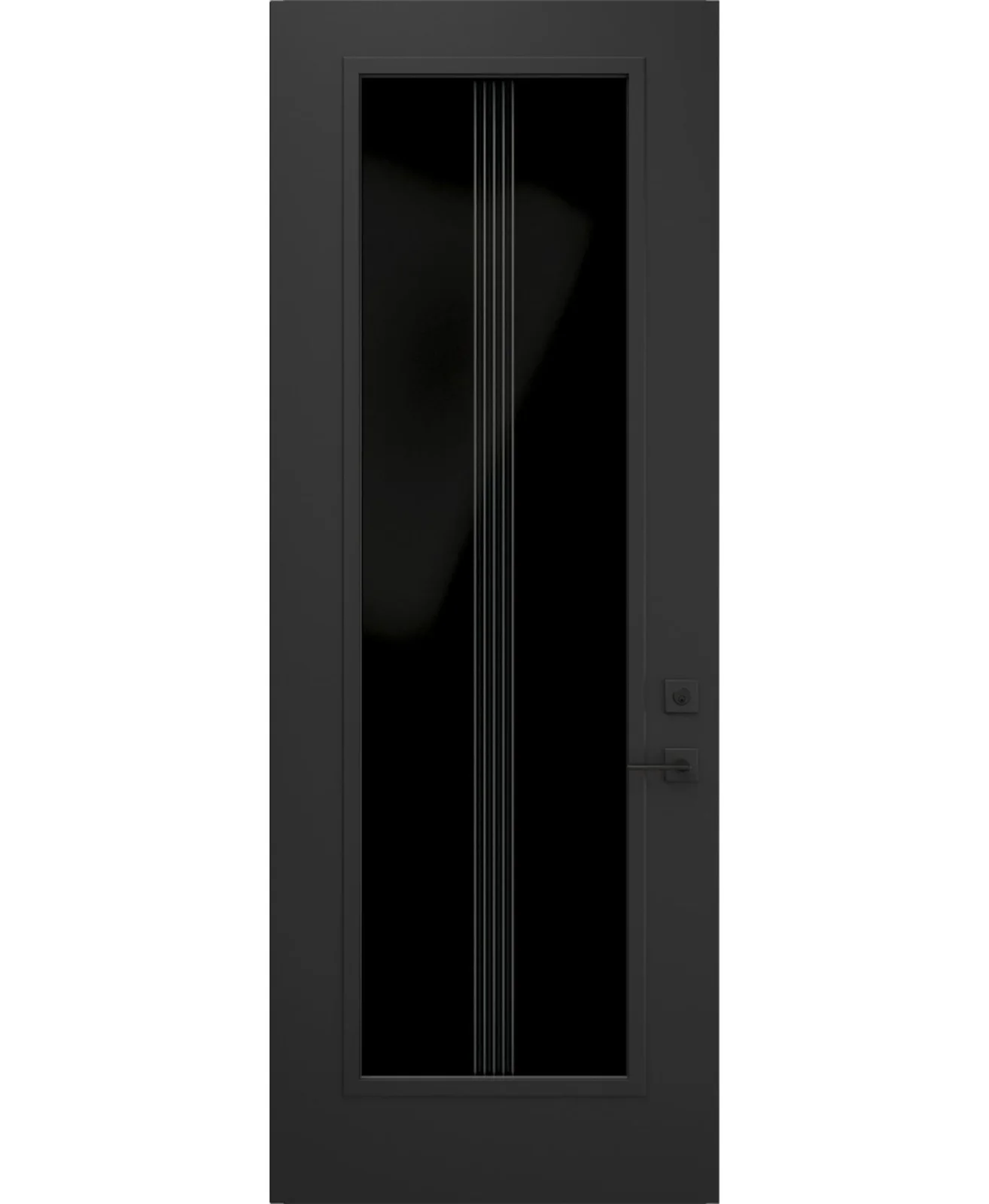 Black linear privacy door glass