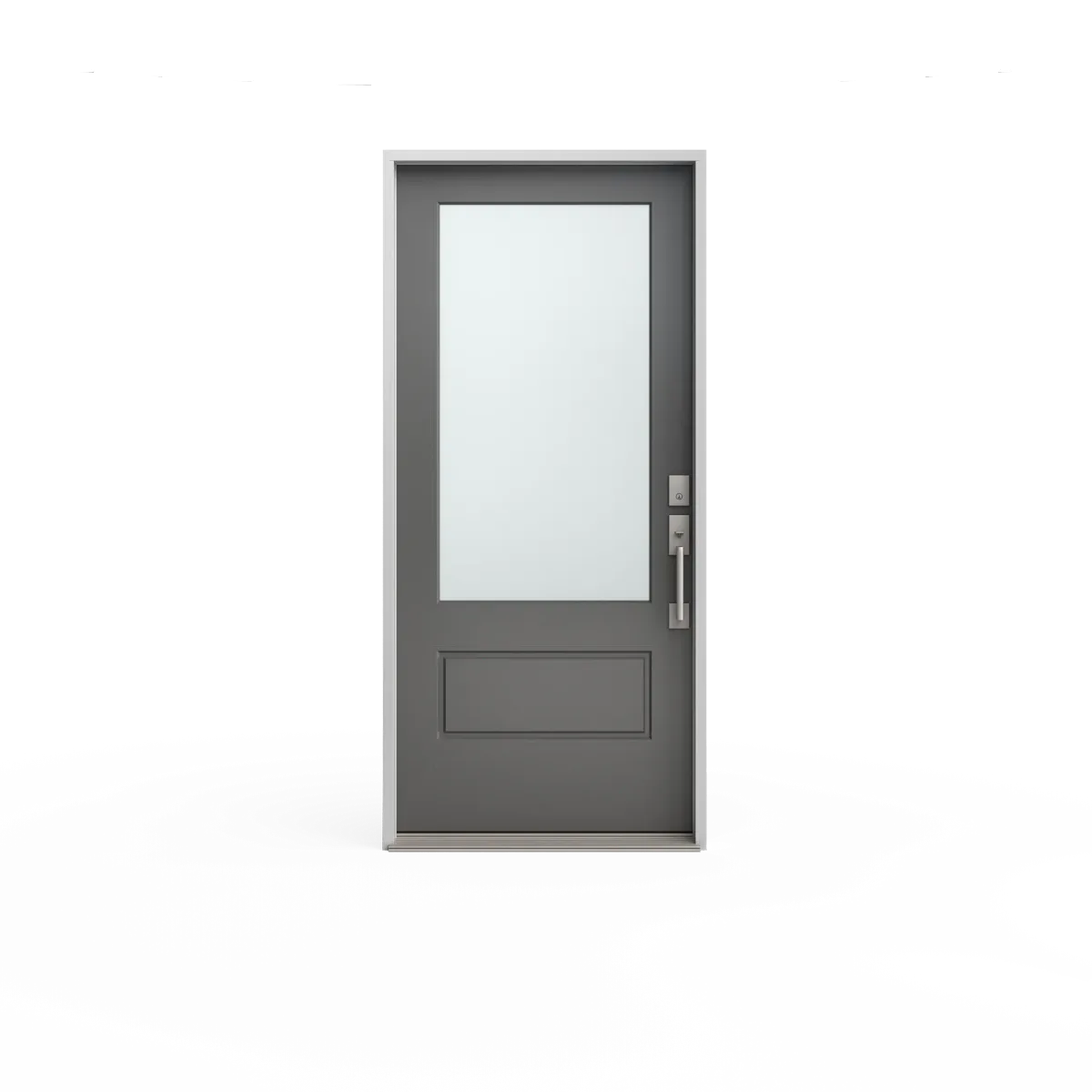 Fiberglass entry door with tall three-quarter glass