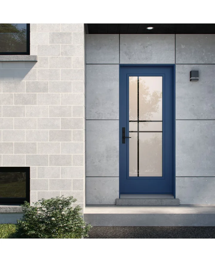 Close view of frosted high-privacy door glass
