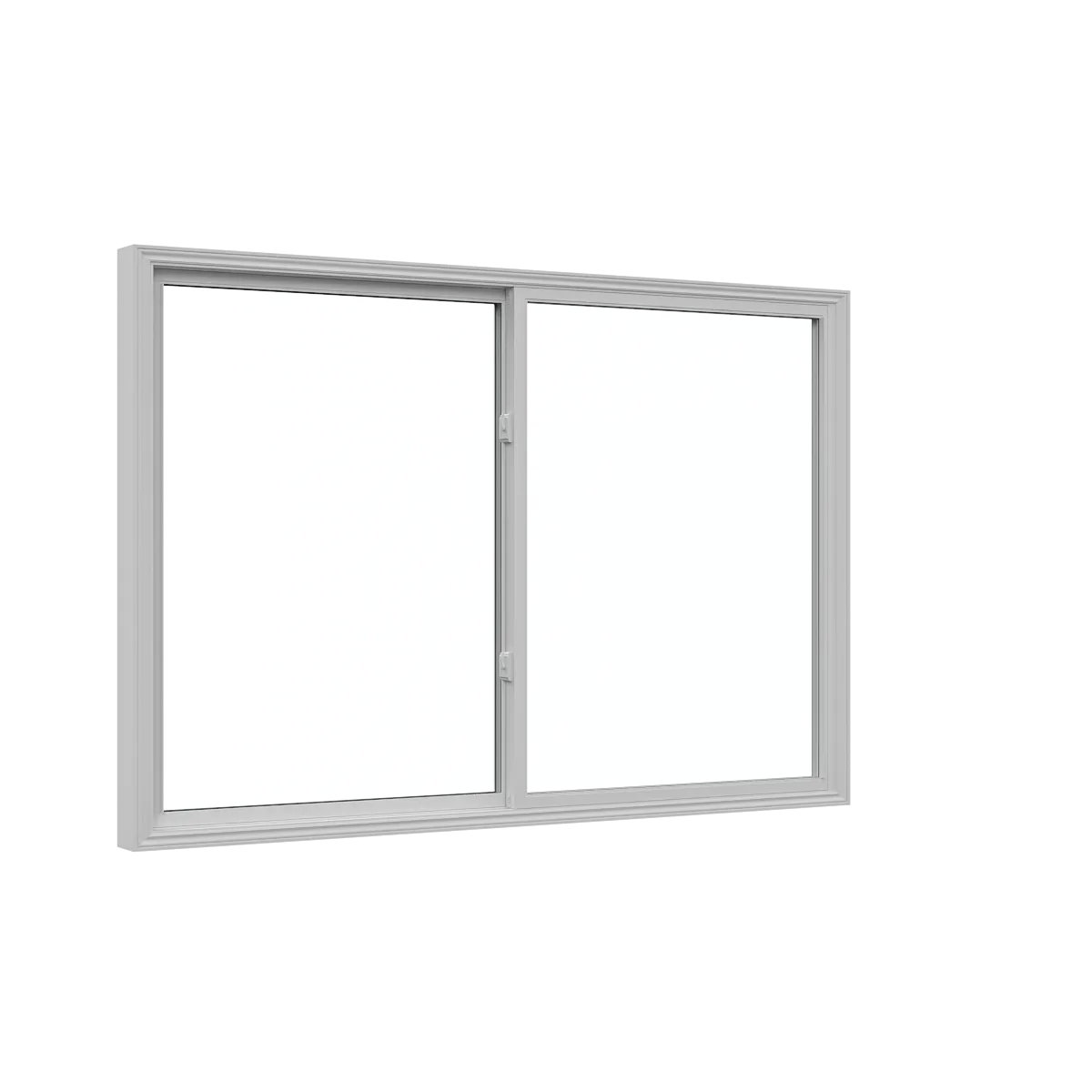 White double slider replacement window with two operating sashes